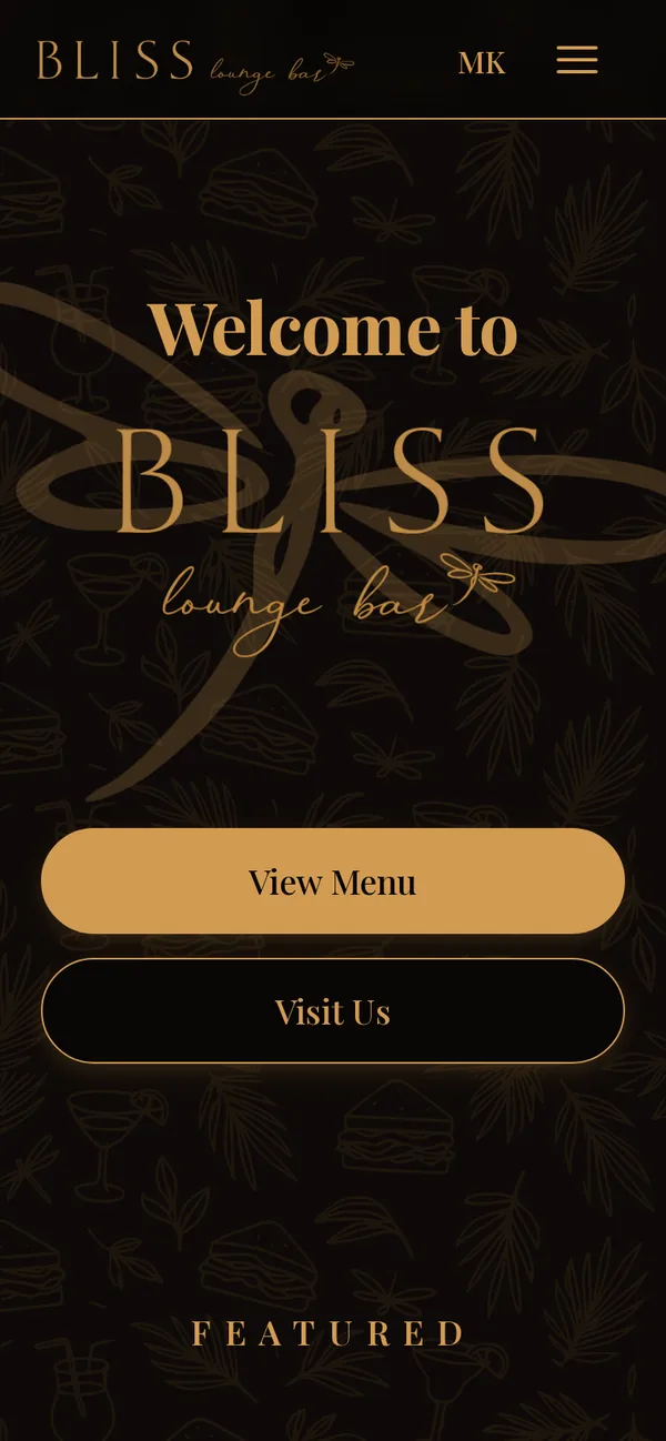 Сајтот на Bliss Lounge на мобилен телефон